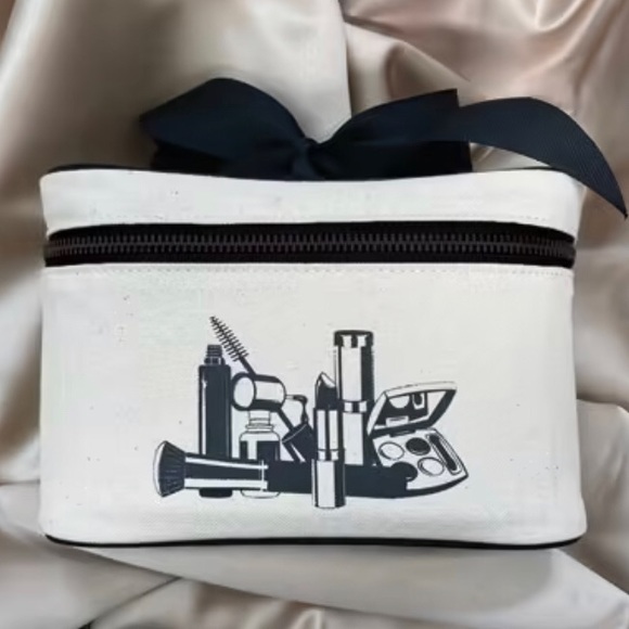 Black and White Cosmetic Bag with Bow by Hallmart Collectibles - Picture 9 of 10